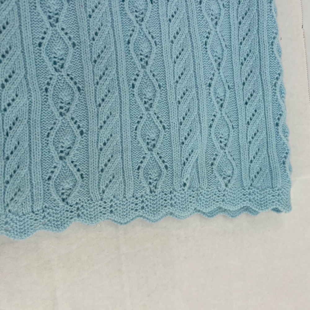 Vtg women's Sweater Sz Large Blue Orlon Acrylic Cable Knit Wintuk Cardigan‎ - Picture 6 of 8